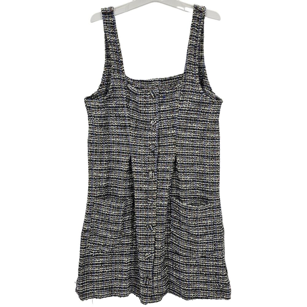 Free People Womans size M Maxx Mini Tweed Overall Dress in Midnight Pinafore NEW